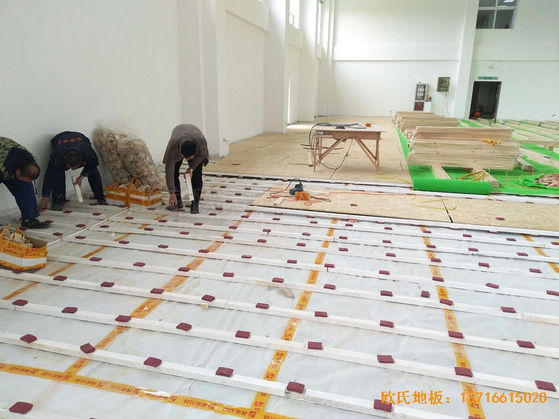 南京浦口黨?；@球館體育地板施工案例1